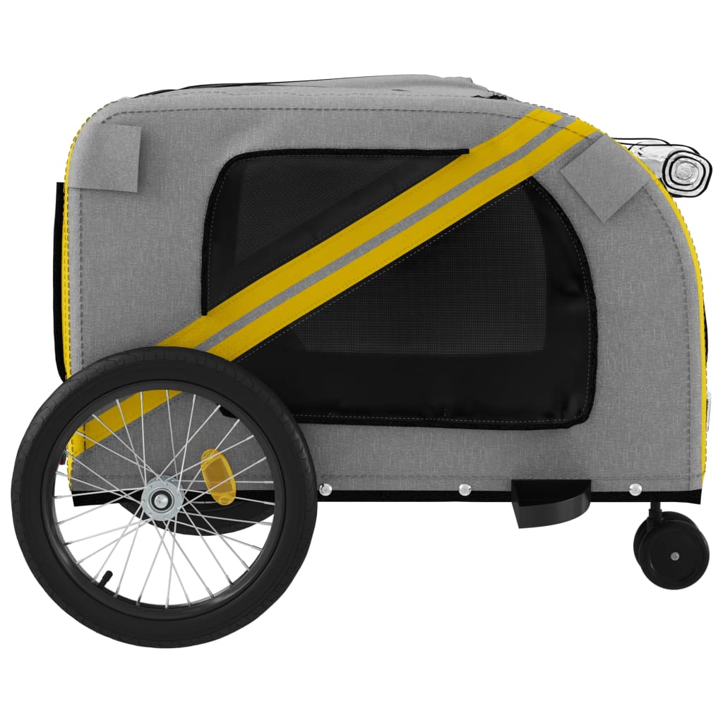 Remolque de bicicleta mascotas hierro tela Oxford amarillo gris