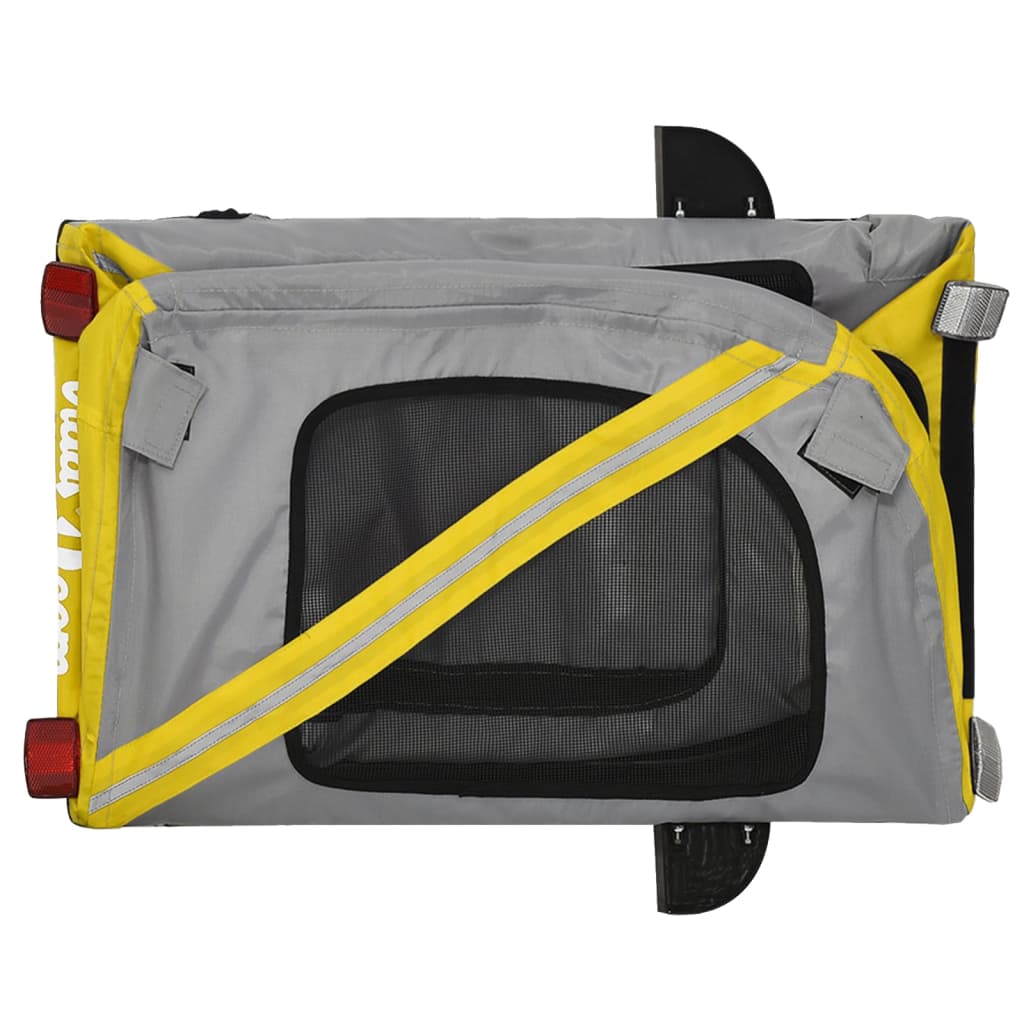 Remolque de bicicleta mascotas hierro tela Oxford amarillo gris
