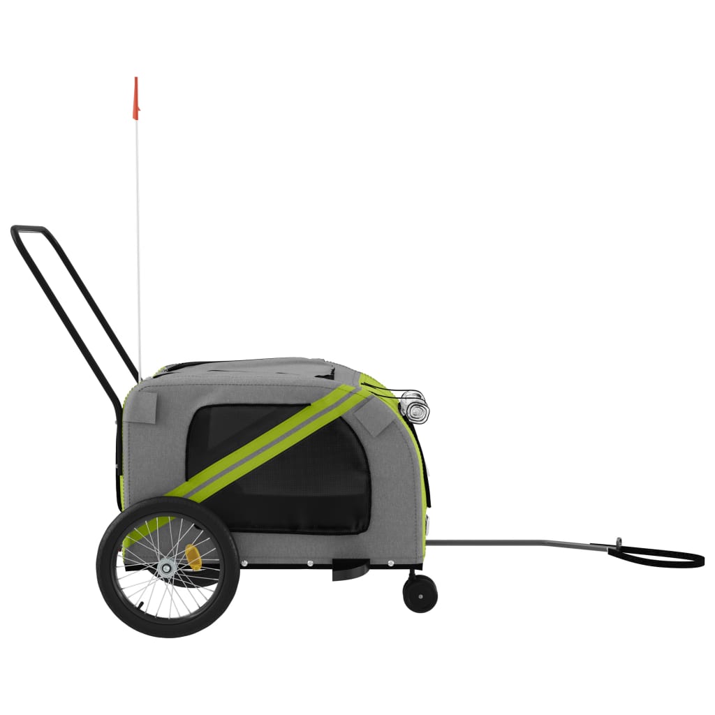 Remolque de bicicleta mascotas hierro tela Oxford verde gris