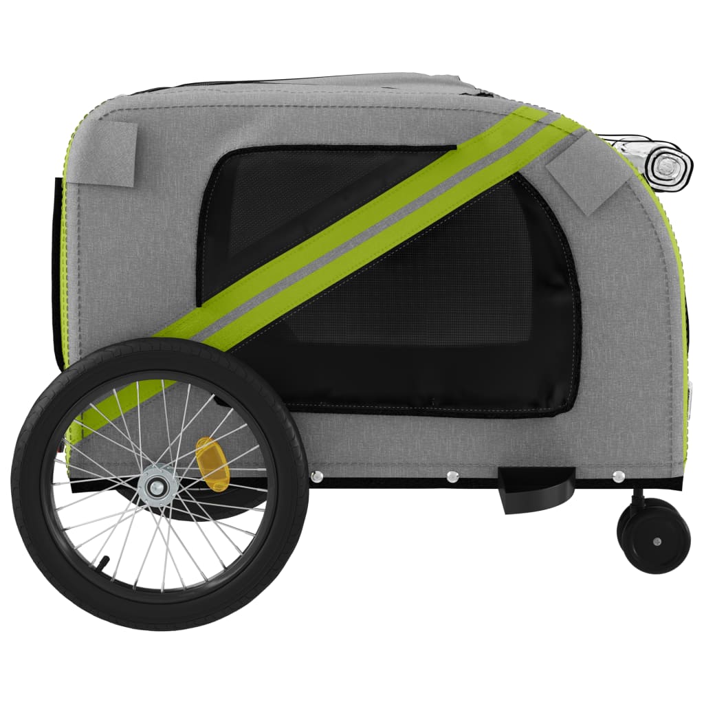 Remolque de bicicleta mascotas hierro tela Oxford verde gris