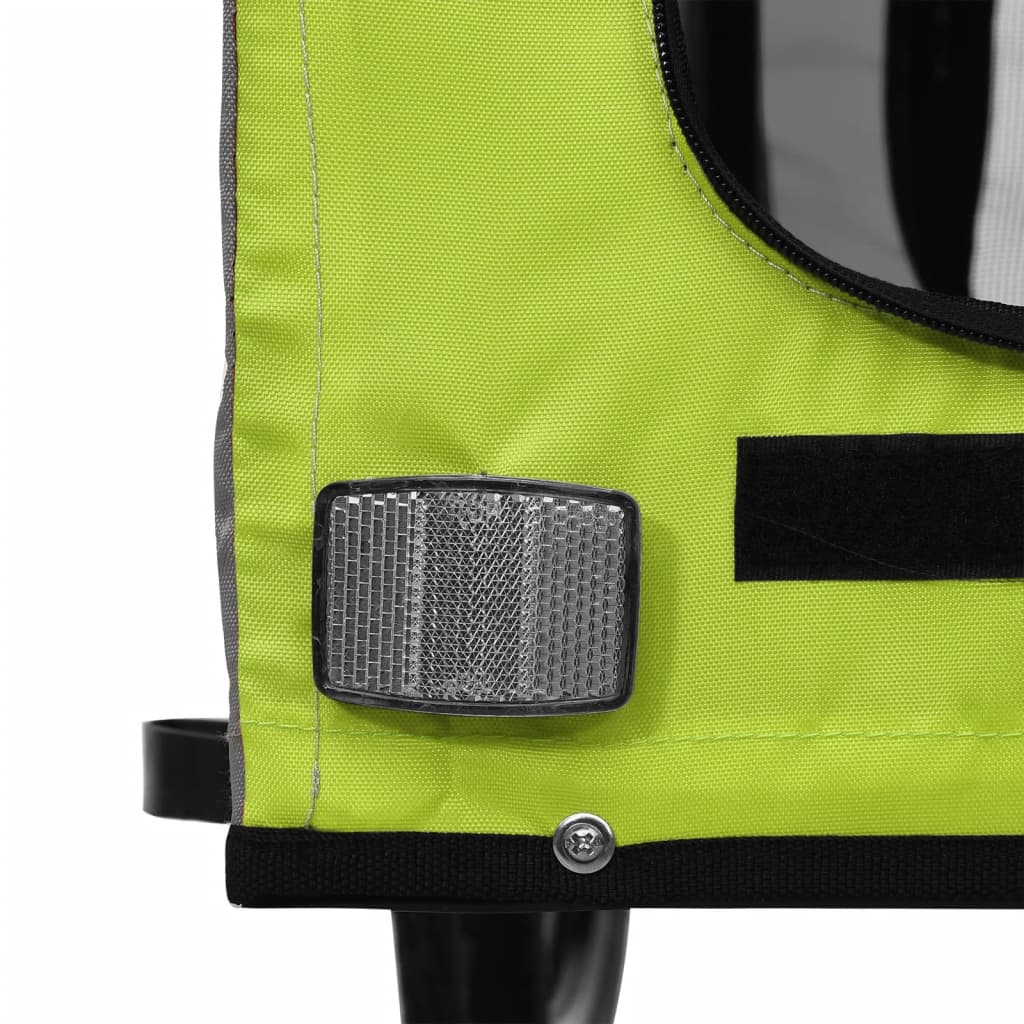 Remolque de bicicleta mascotas hierro tela Oxford verde gris