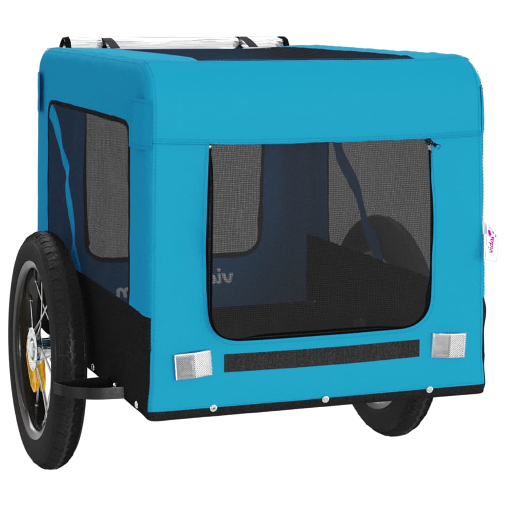 Remolque de bicicleta mascotas hierro tela Oxford azul negro