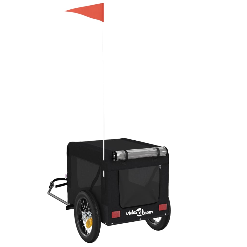 Remolque de bicicleta mascotas hierro tela Oxford negro