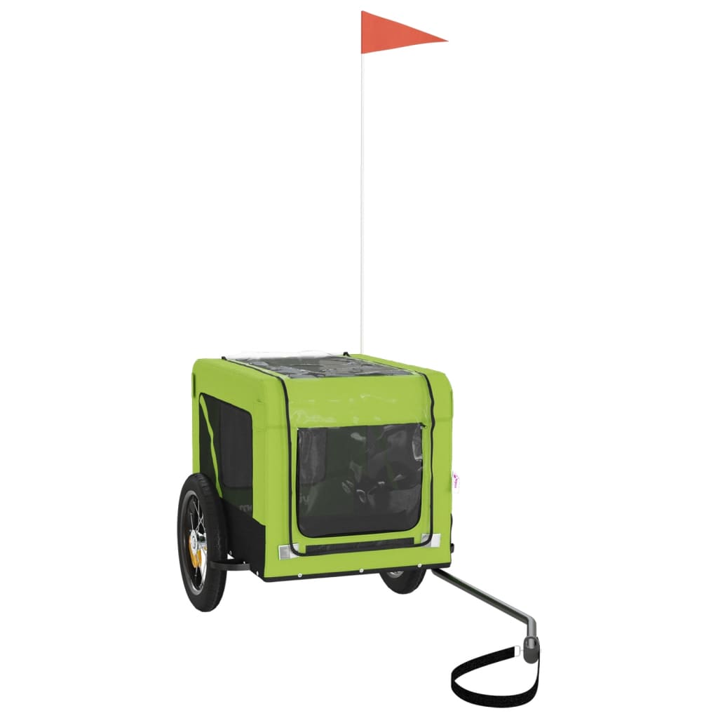Remolque de bicicleta mascotas hierro tela Oxford verde negro