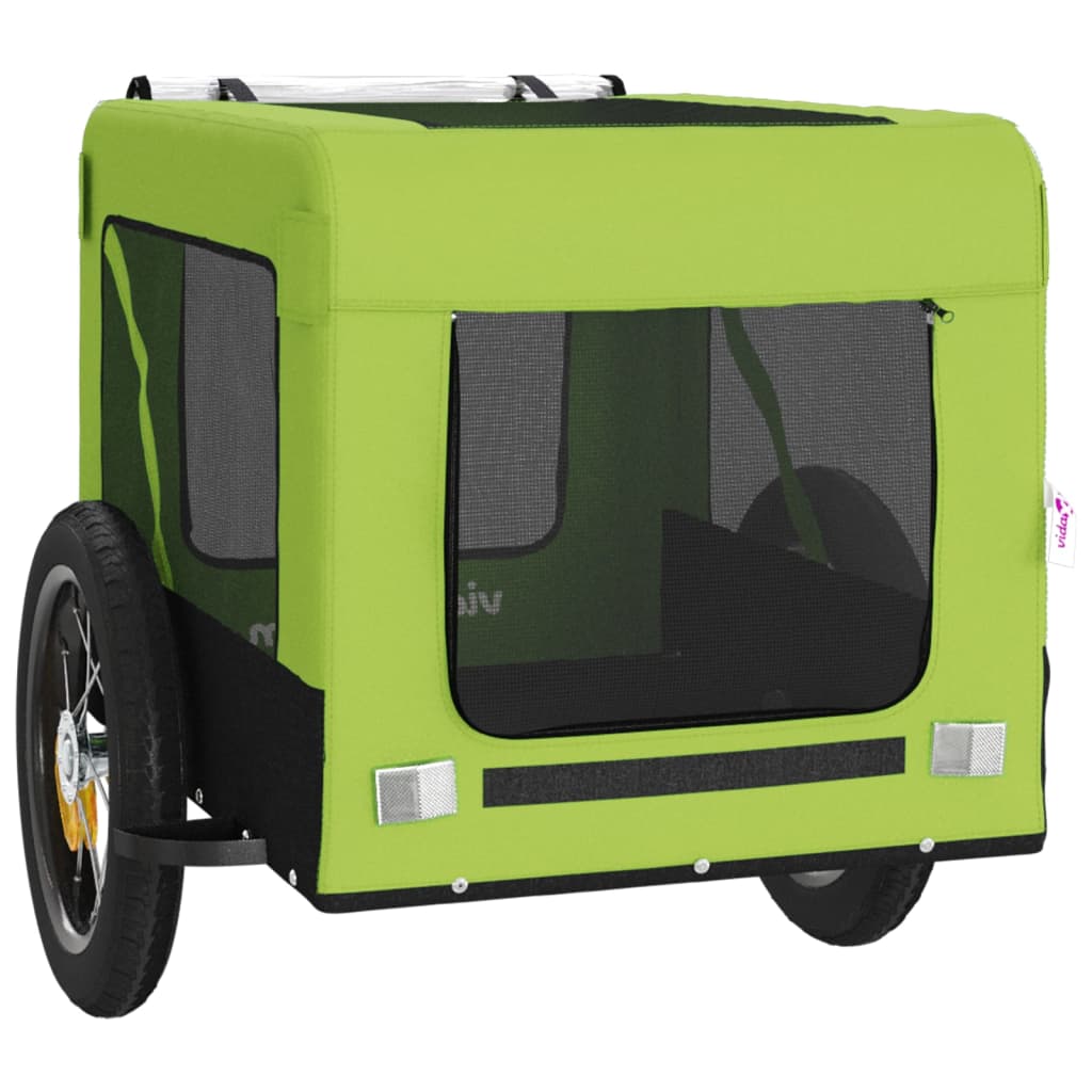 Remolque de bicicleta mascotas hierro tela Oxford verde negro