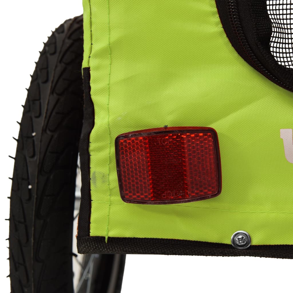 Remolque de bicicleta mascotas hierro tela Oxford verde negro