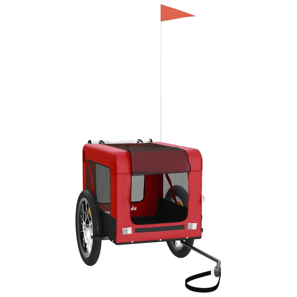 Remolque de bicicleta mascotas hierro tela Oxford rojo negro