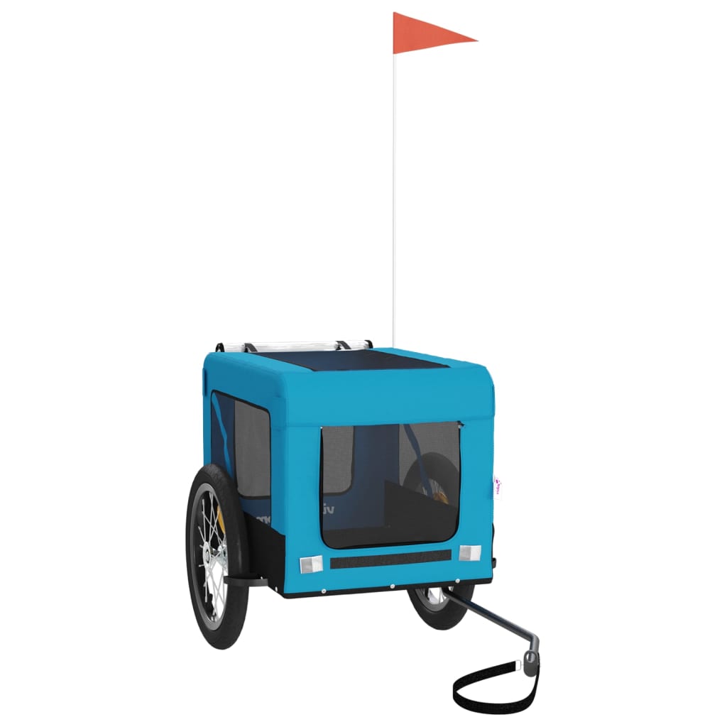 Remolque de bicicleta mascotas hierro tela Oxford azul negro