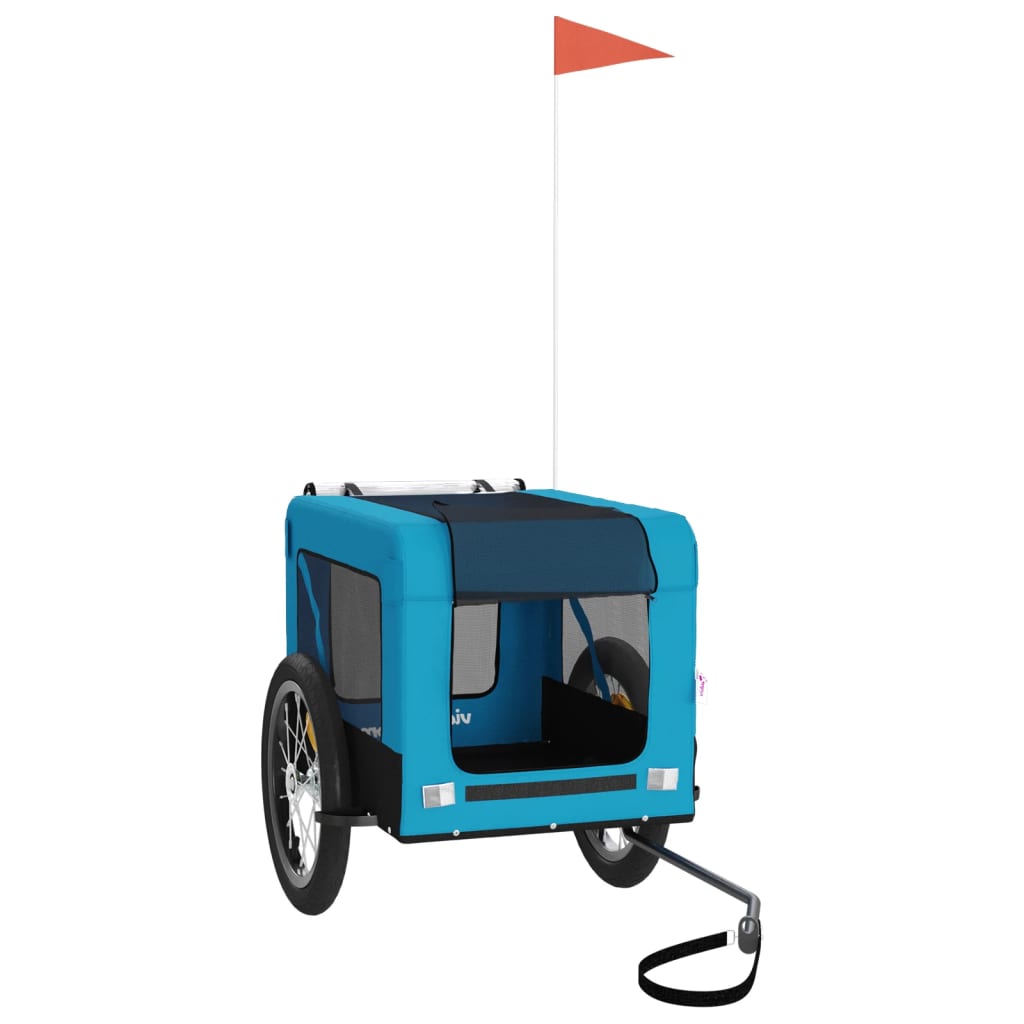 Remolque de bicicleta mascotas hierro tela Oxford azul negro