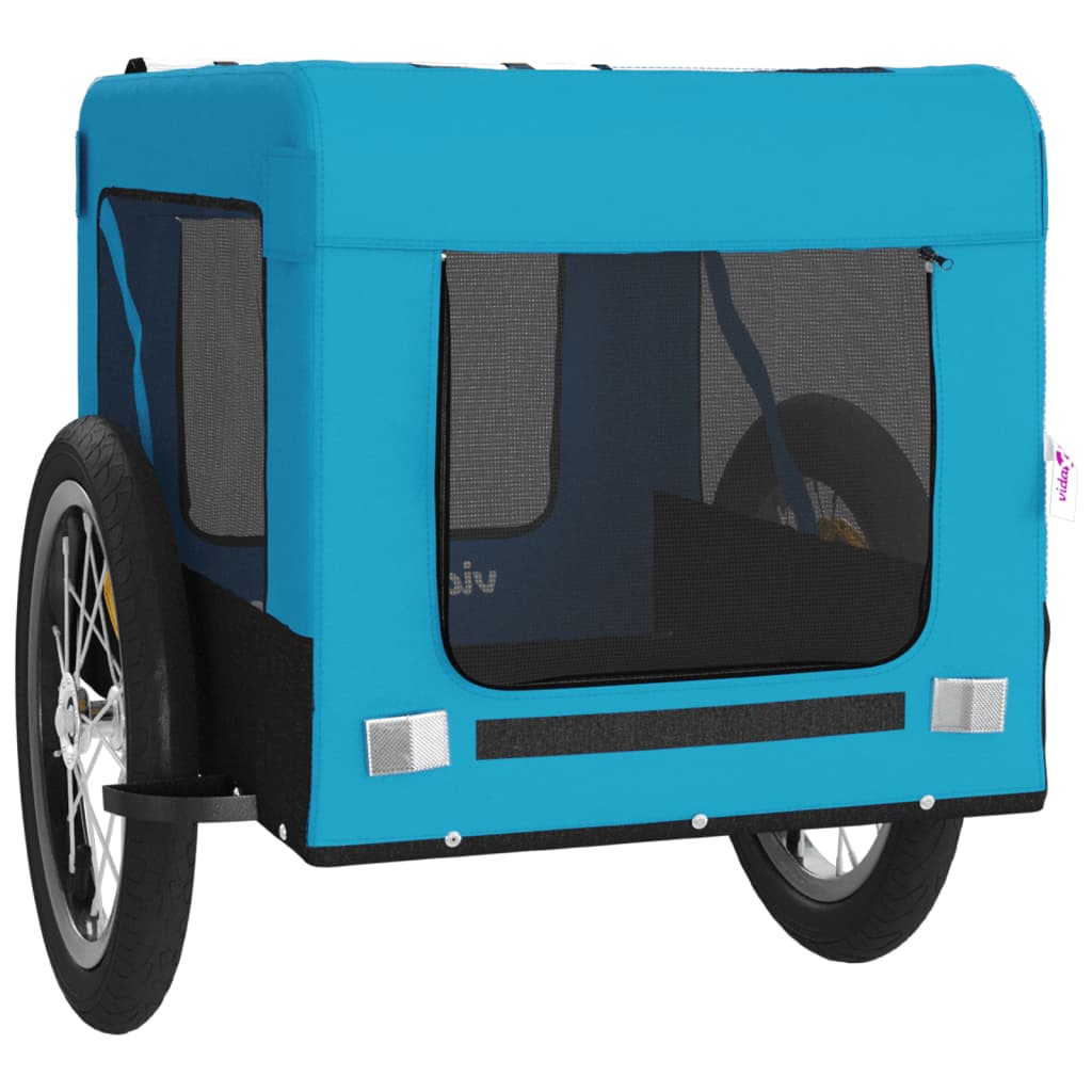 Remolque de bicicleta mascotas hierro tela Oxford azul negro