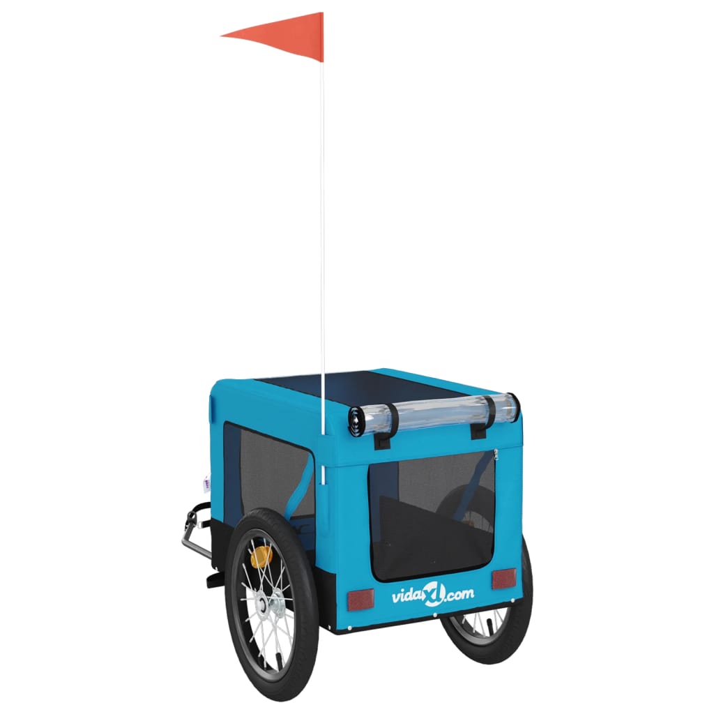 Remolque de bicicleta mascotas hierro tela Oxford azul negro