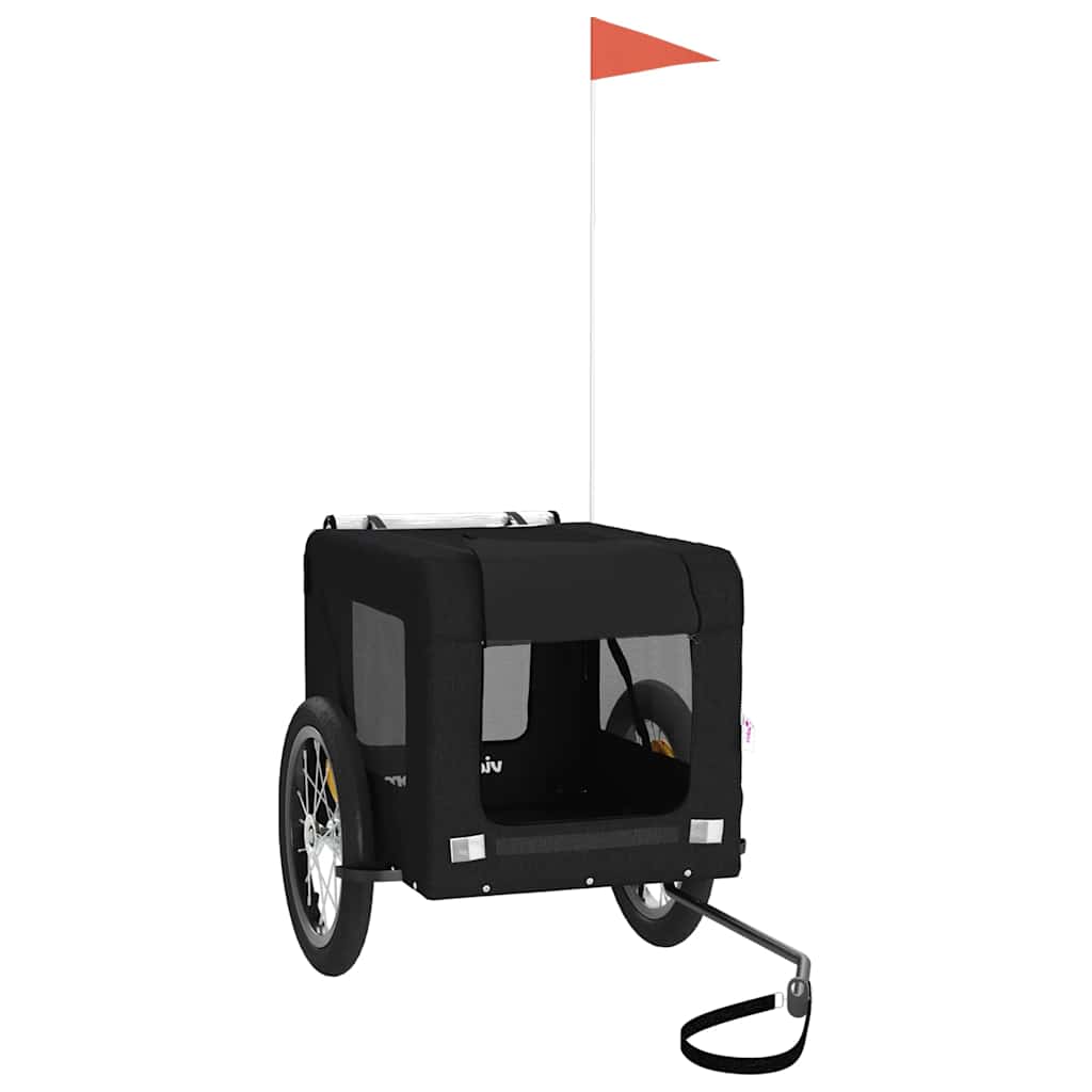 Remolque de bicicleta mascotas hierro tela Oxford negro