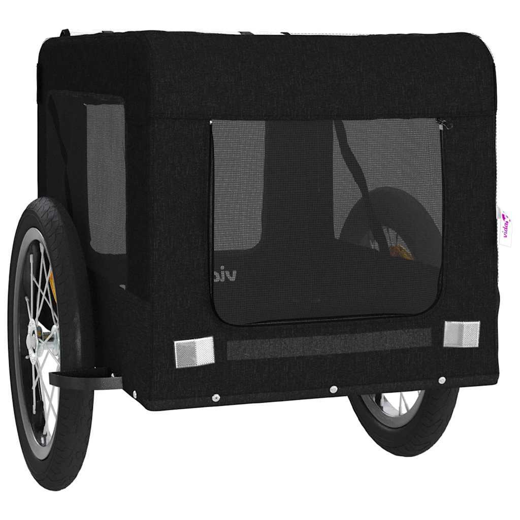 Remolque de bicicleta mascotas hierro tela Oxford negro