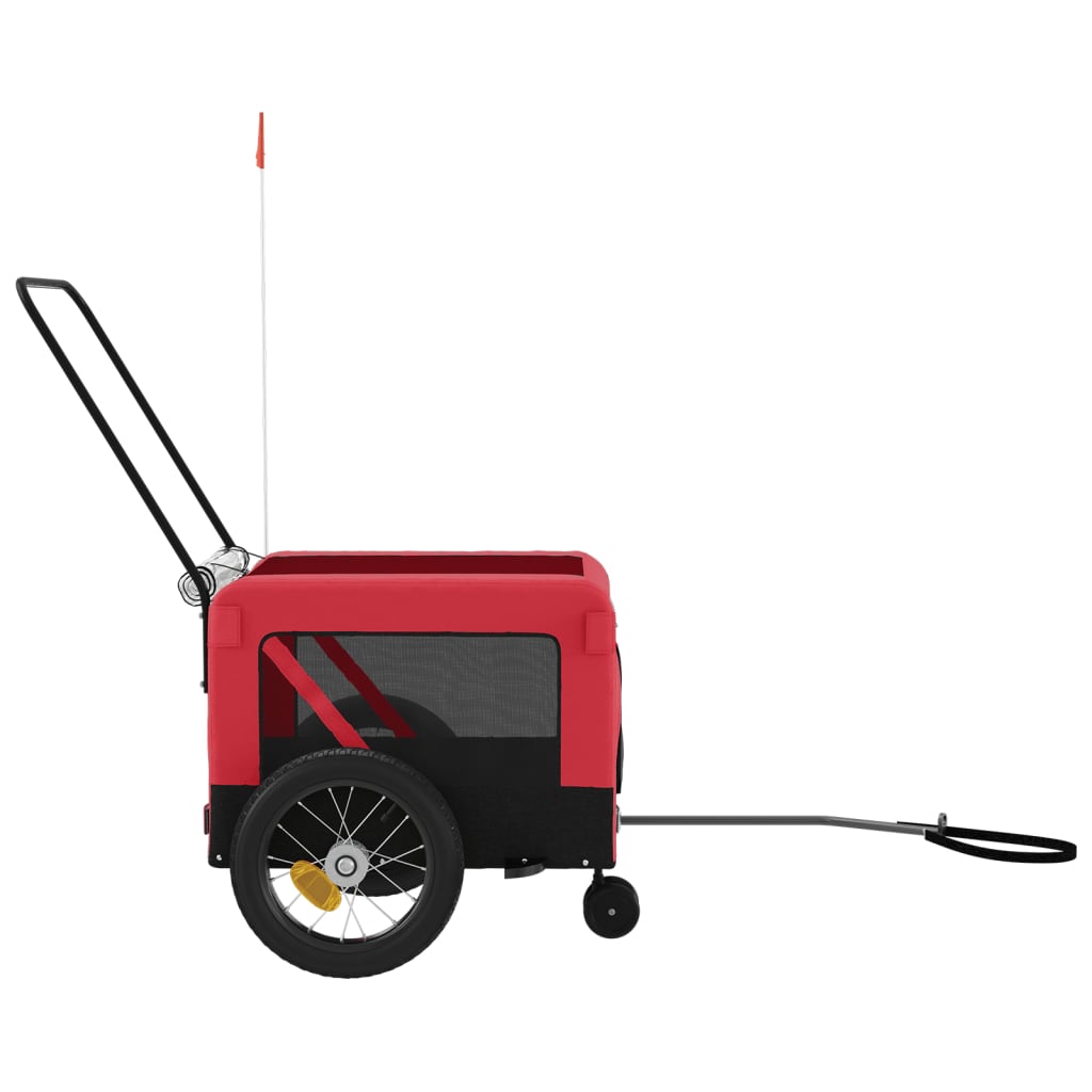 Remolque de bicicleta mascotas hierro tela Oxford rojo negro