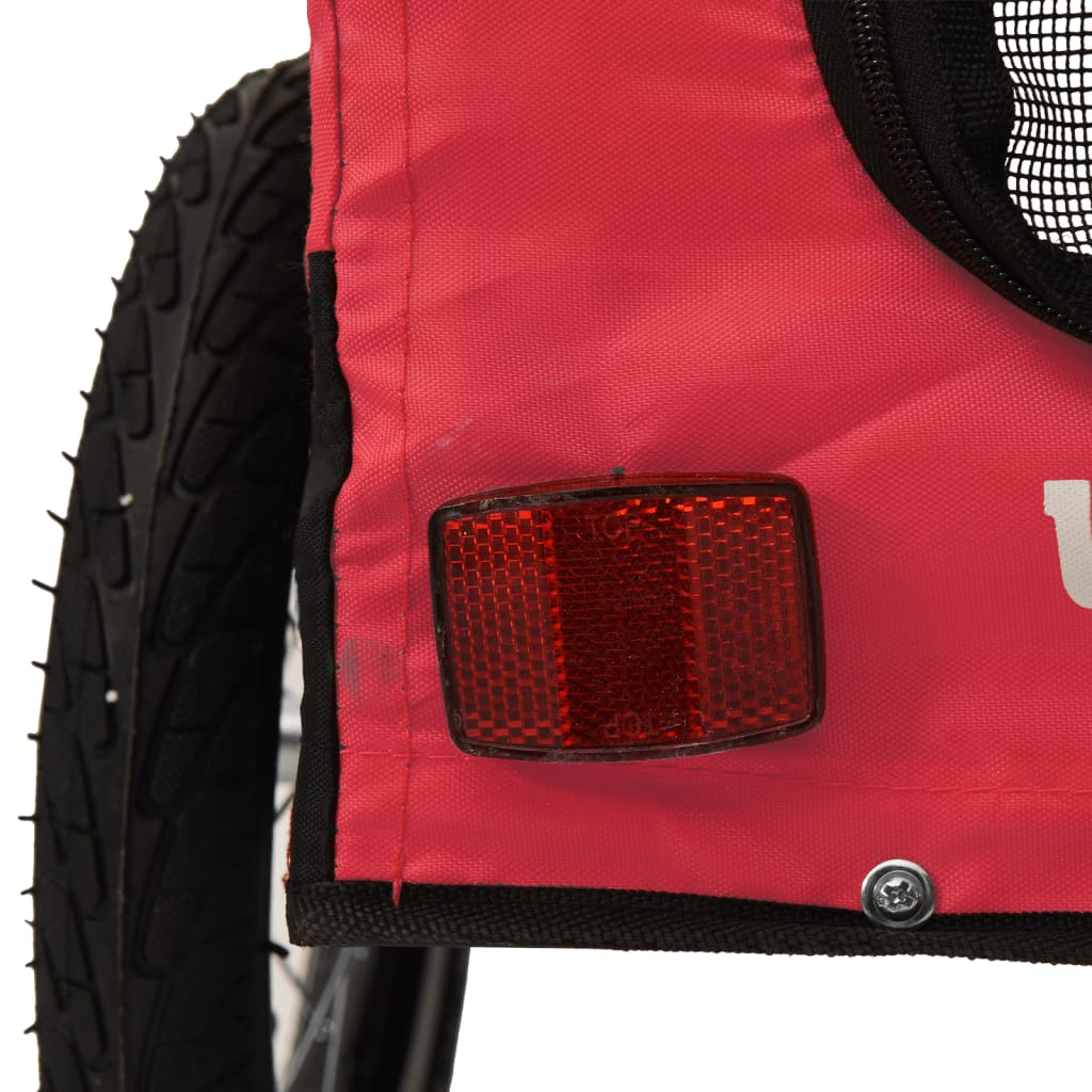 Remolque de bicicleta mascotas hierro tela Oxford rojo negro