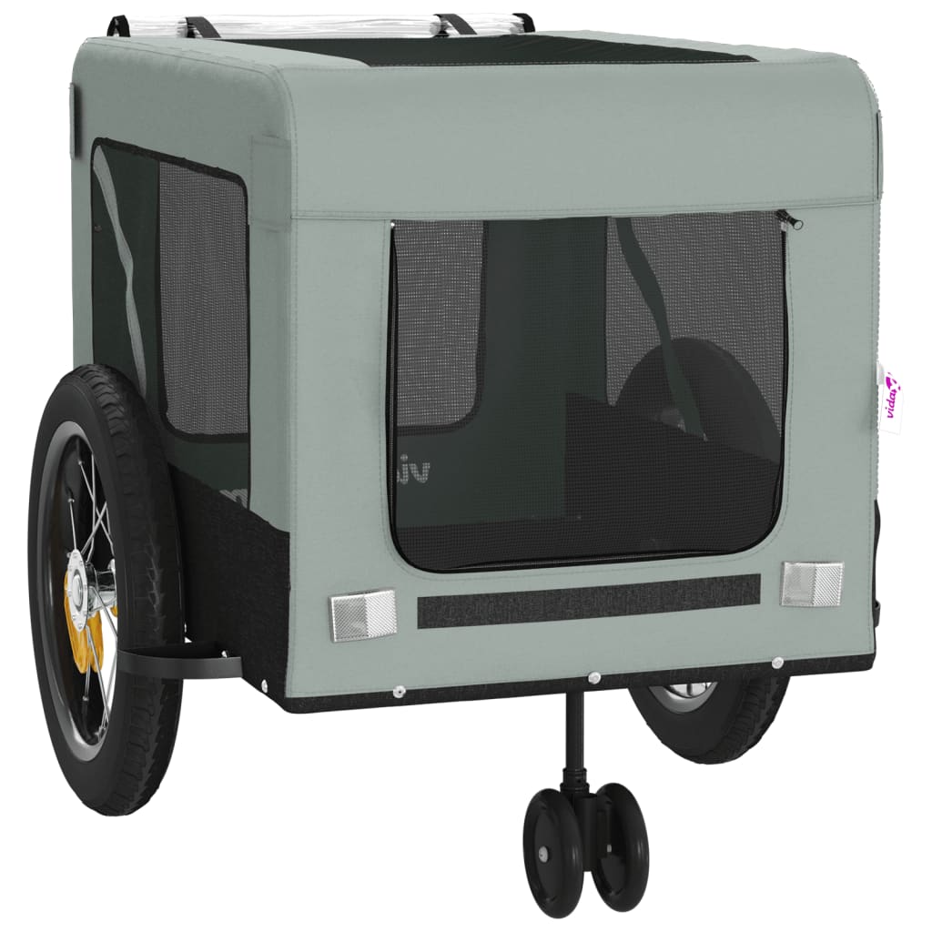 Remolque de bicicleta mascotas hierro tela Oxford gris negro