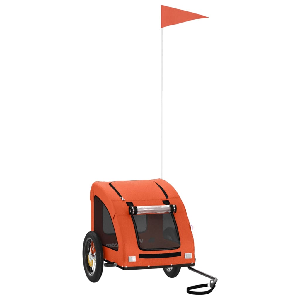 Remolque de bicicleta mascotas hierro tela Oxford naranja