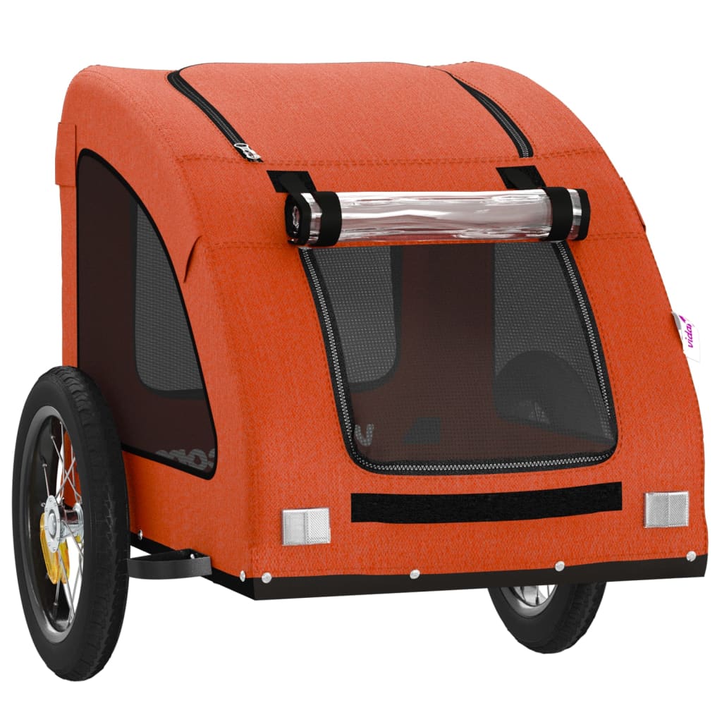 Remolque de bicicleta mascotas hierro tela Oxford naranja