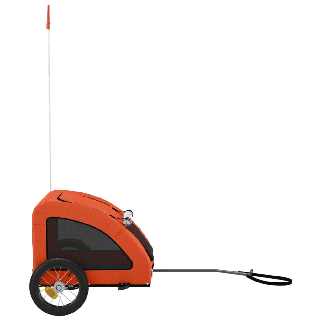 Remolque de bicicleta mascotas hierro tela Oxford naranja