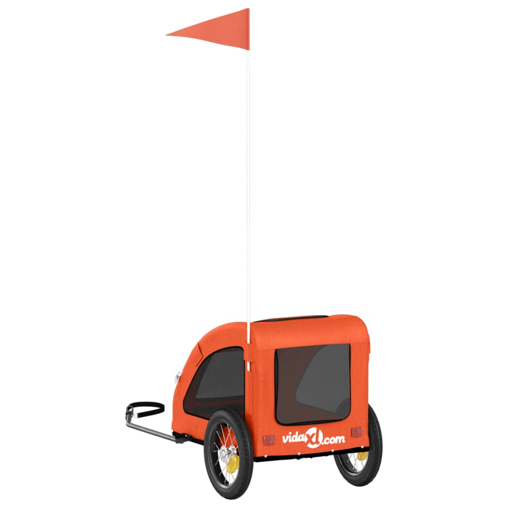 Remolque de bicicleta mascotas hierro tela Oxford naranja