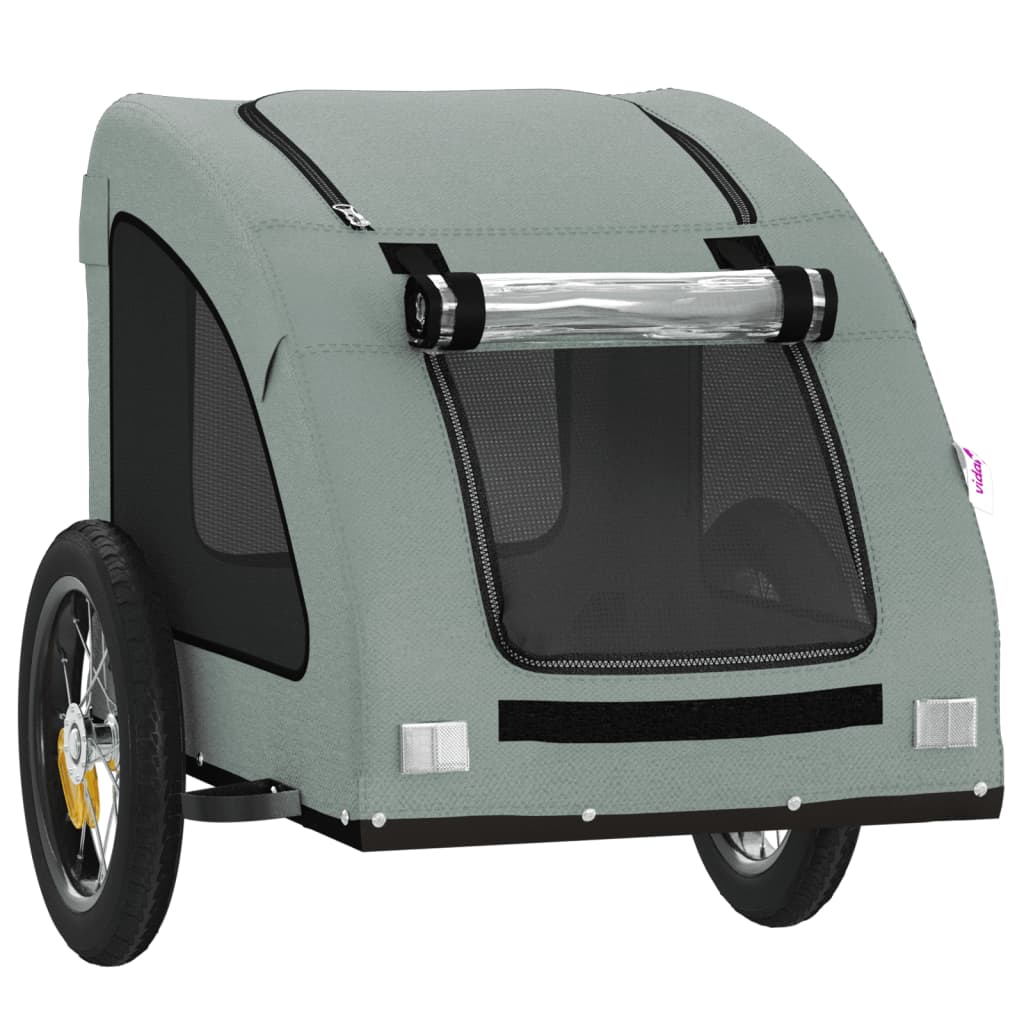 Remolque de bicicleta mascotas hierro tela Oxford gris