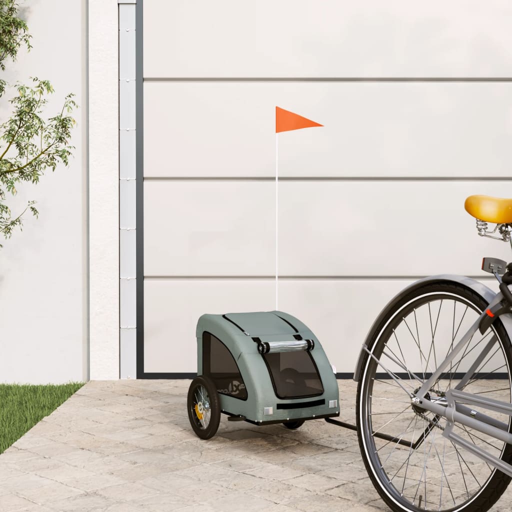 Remolque de bicicleta mascotas hierro tela Oxford gris