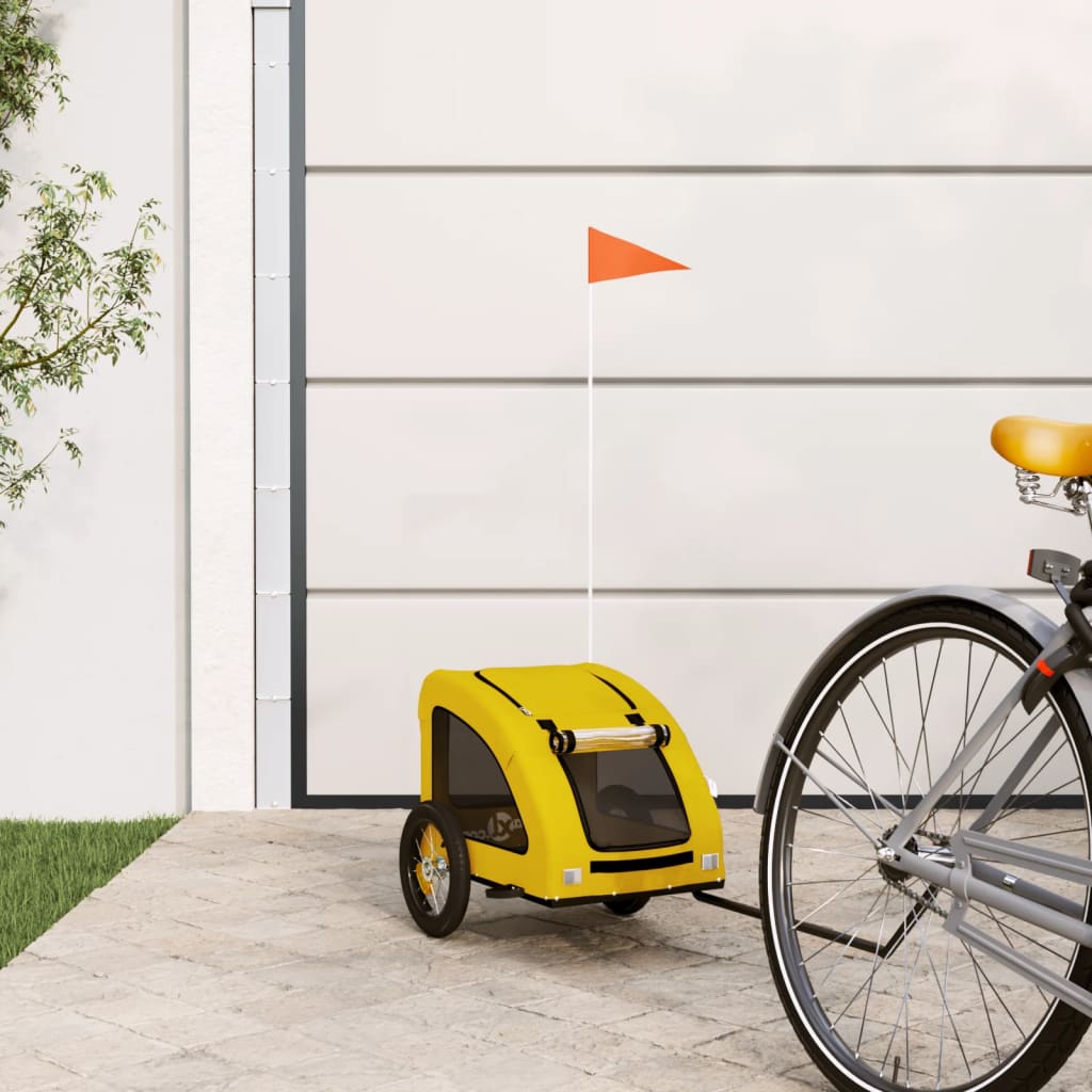 Remolque bicicleta para mascotas hierro tela Oxford negro gris