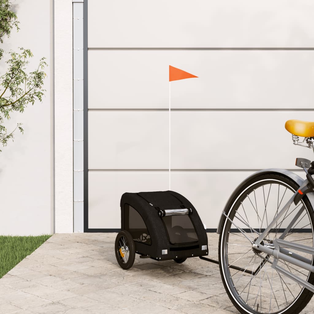 Remolque de bicicleta mascotas hierro tela Oxford negro