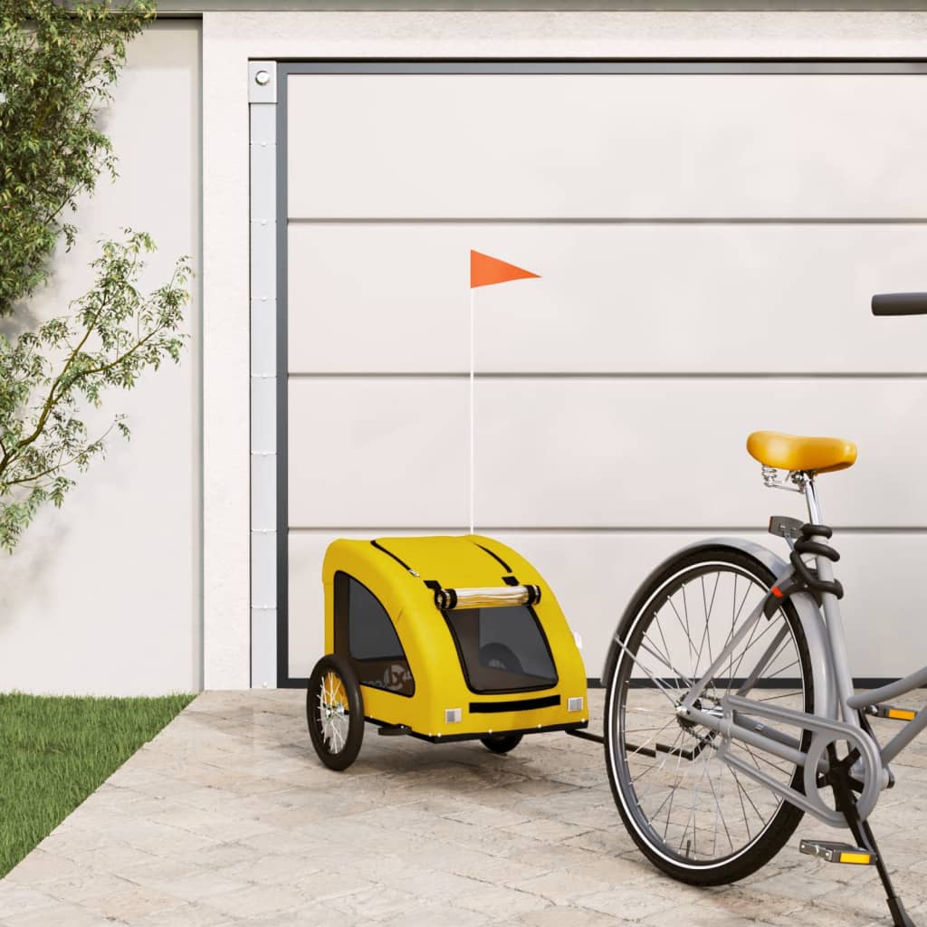 Remolque de bicicleta mascotas hierro tela Oxford amarillo
