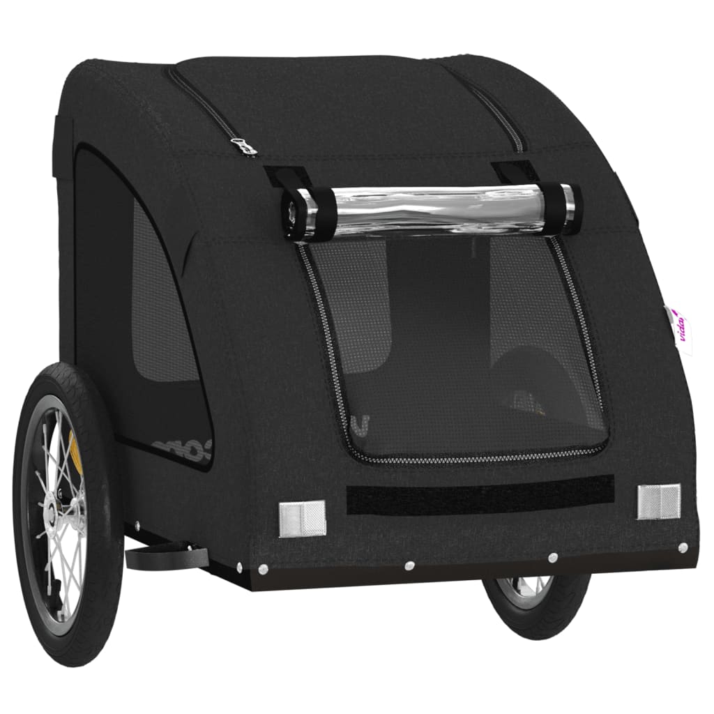 Remolque de bicicleta mascotas hierro tela Oxford negro