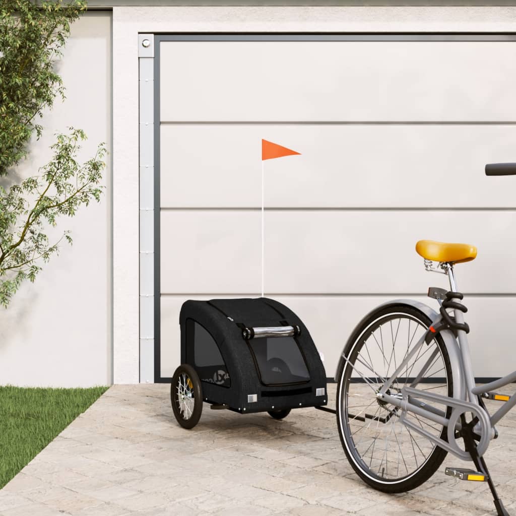 Remolque de bicicleta mascotas hierro tela Oxford negro