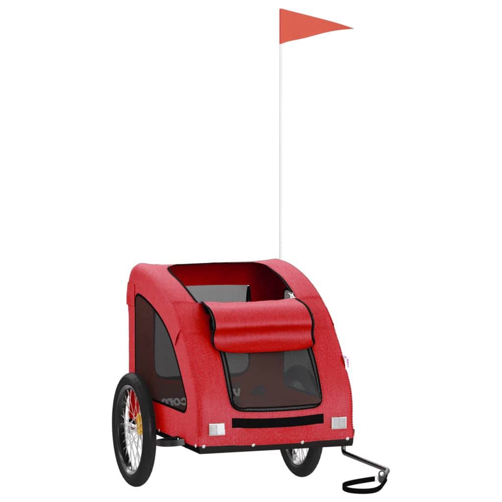 Remolque de bicicleta mascotas hierro tela Oxford rojo