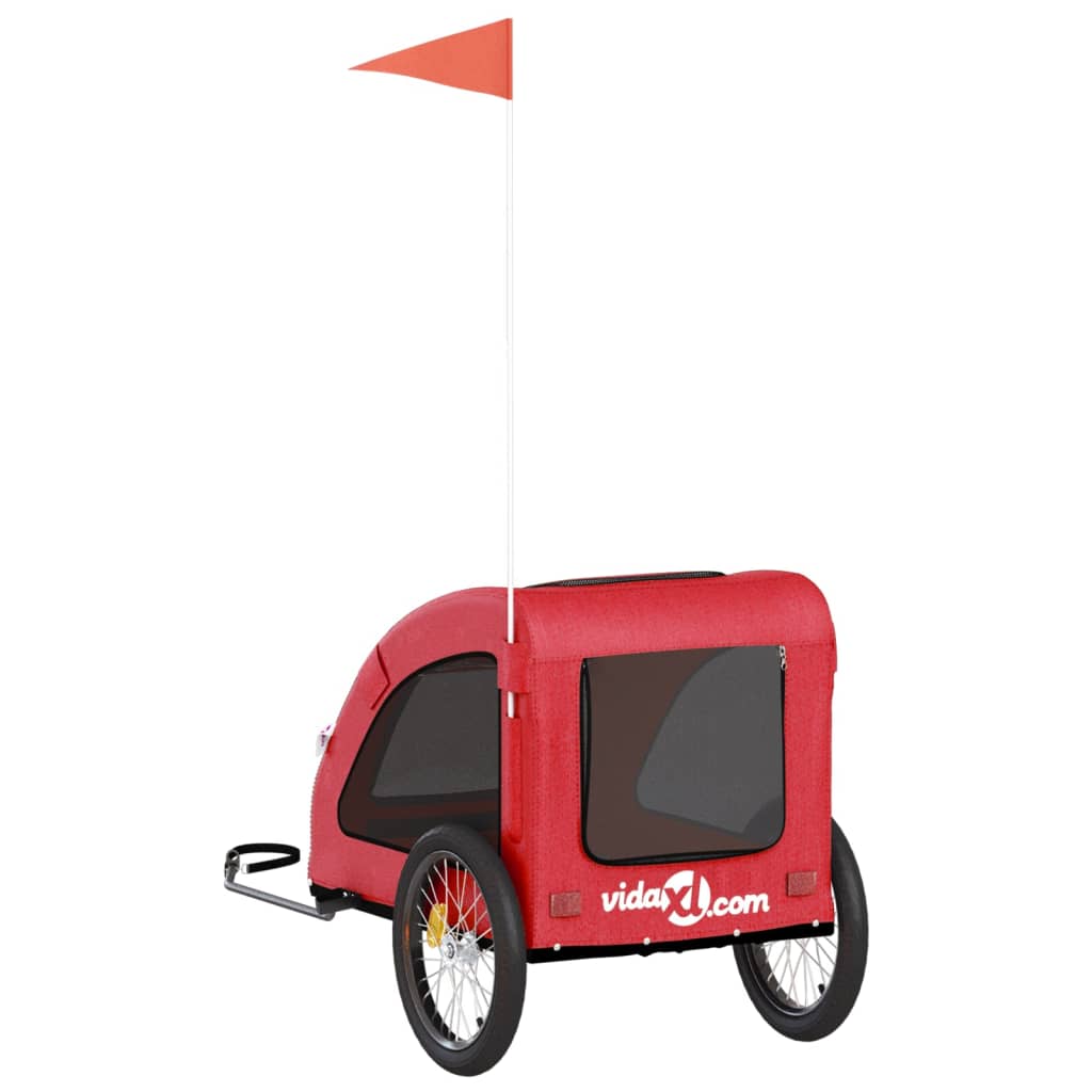 Remolque de bicicleta mascotas hierro tela Oxford rojo