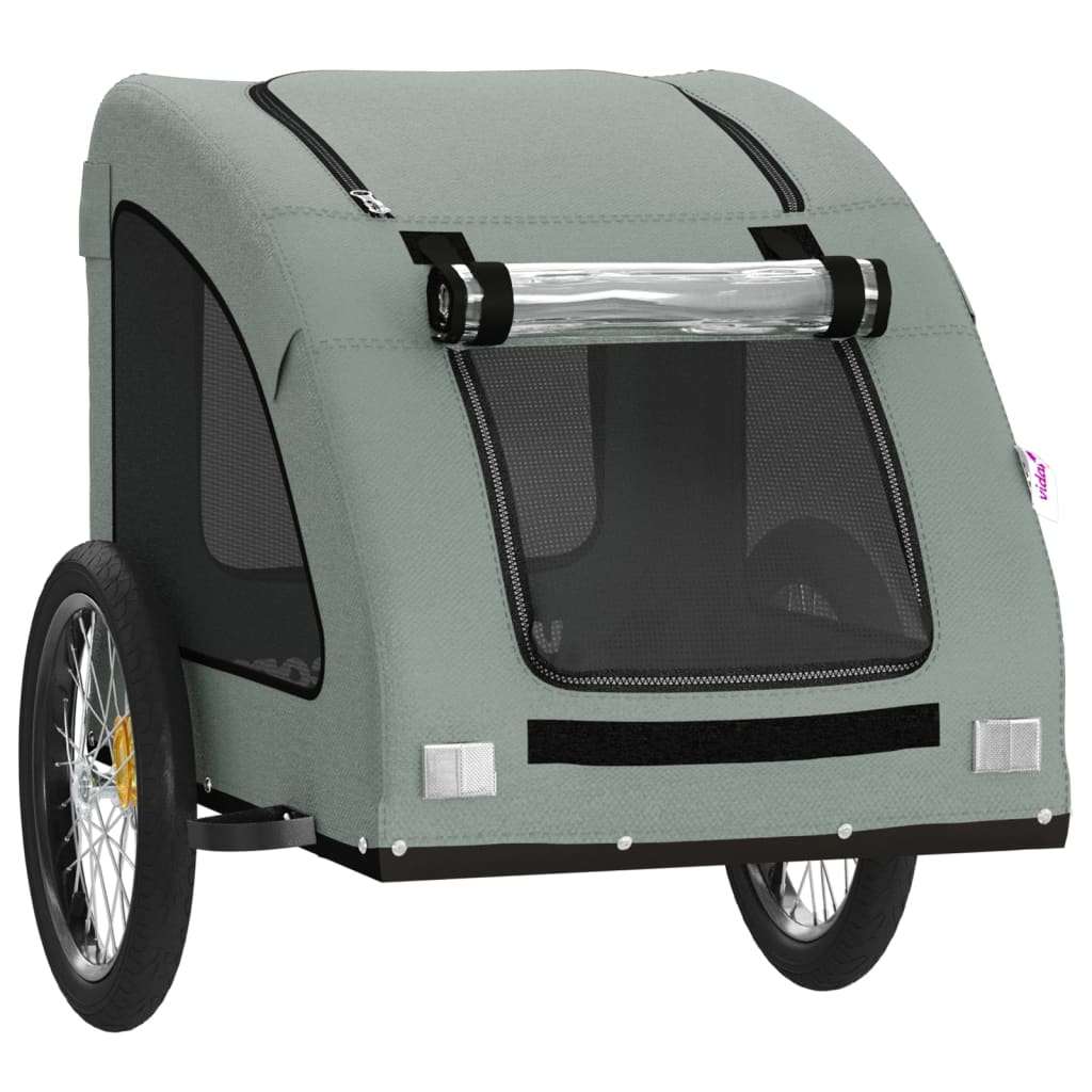Remolque de bicicleta mascotas hierro tela Oxford gris