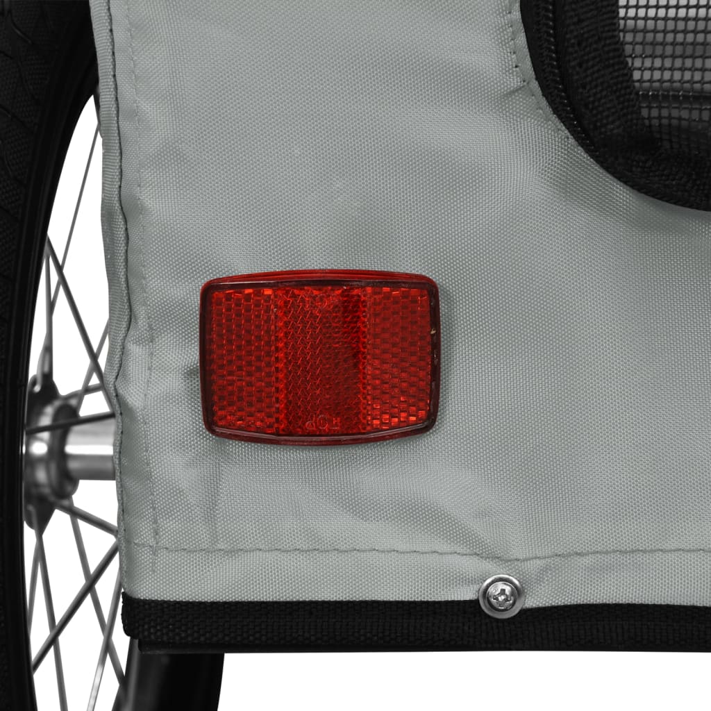 Remolque de bicicleta mascotas hierro tela Oxford gris