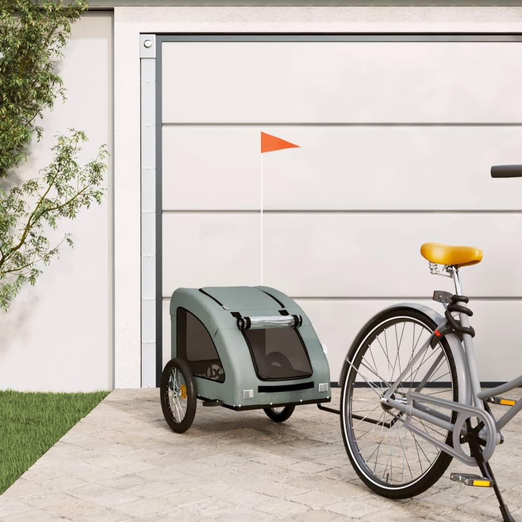 Remolque de bicicleta mascotas hierro tela Oxford gris