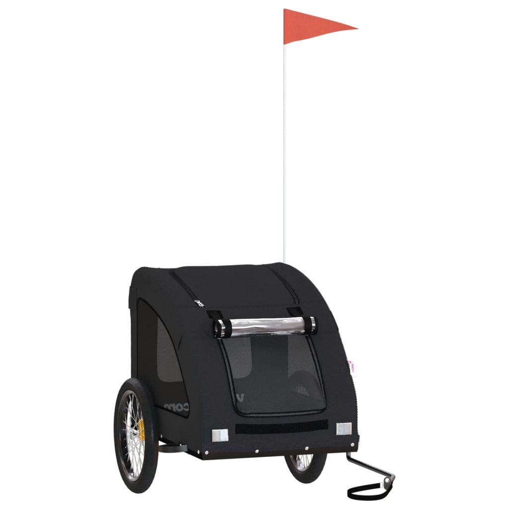 Remolque de bicicleta mascotas hierro tela Oxford negro