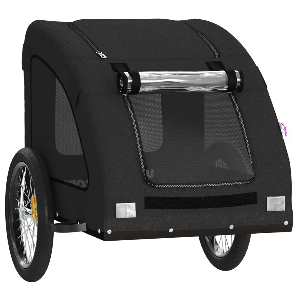 Remolque de bicicleta mascotas hierro tela Oxford negro