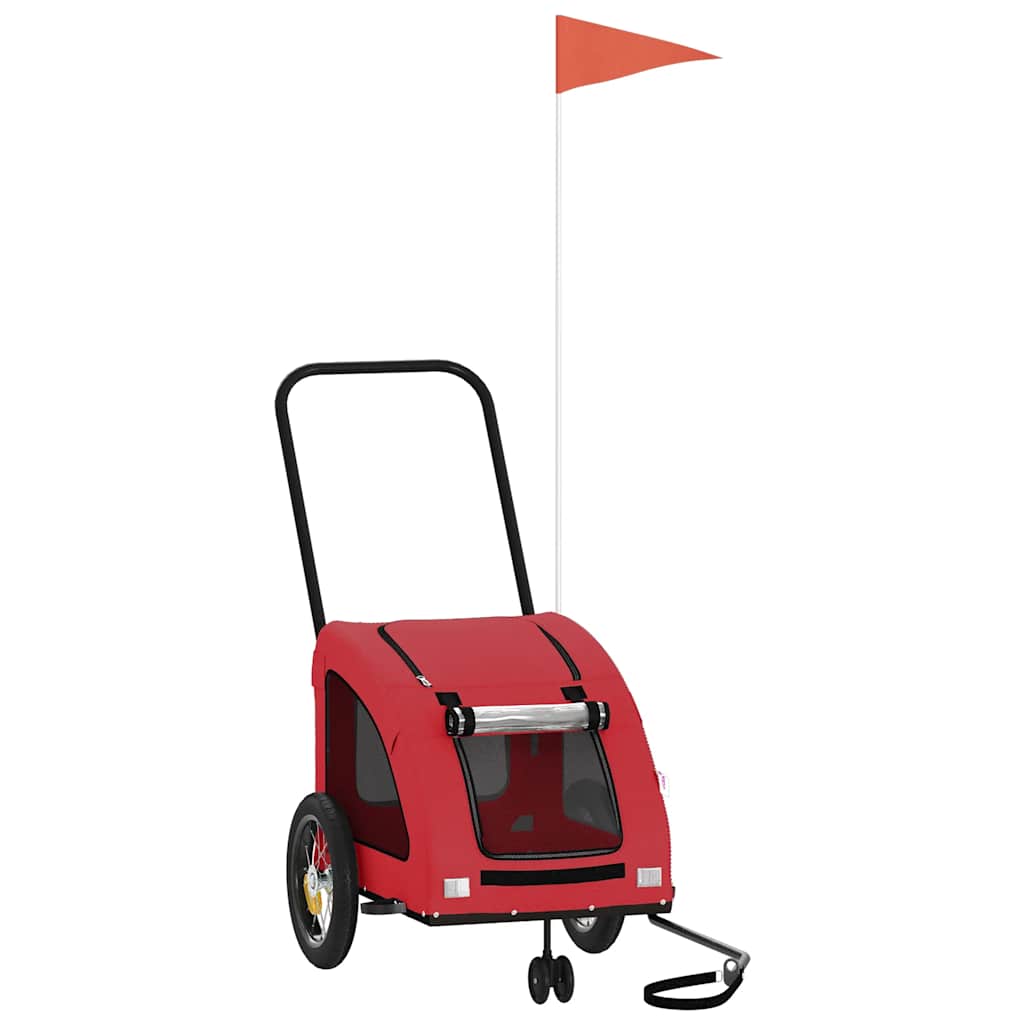 Remolque de bicicleta mascotas hierro tela Oxford rojo