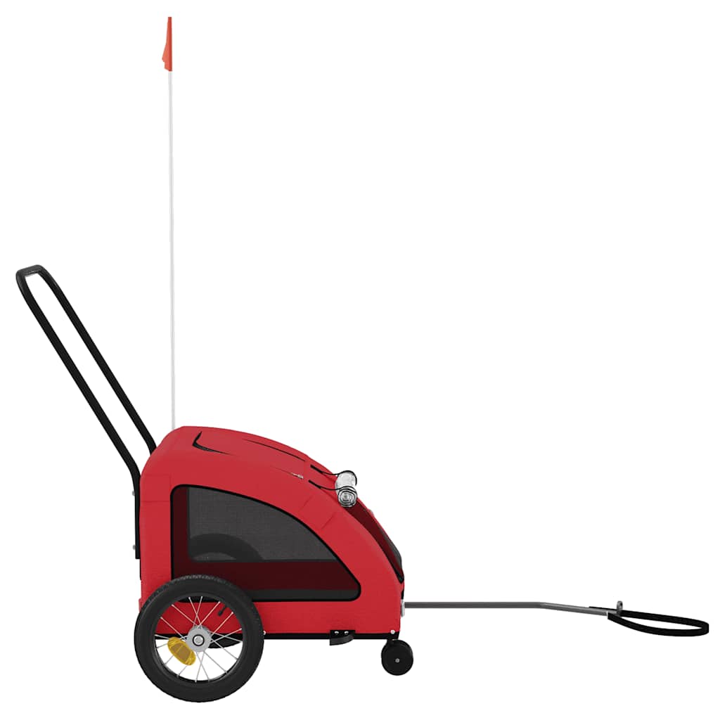 Remolque de bicicleta mascotas hierro tela Oxford rojo