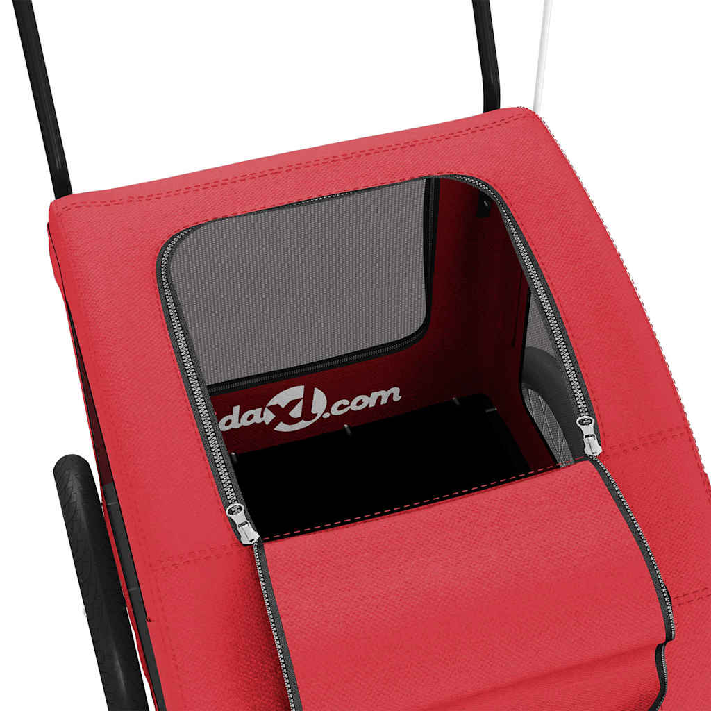 Remolque de bicicleta mascotas hierro tela Oxford rojo