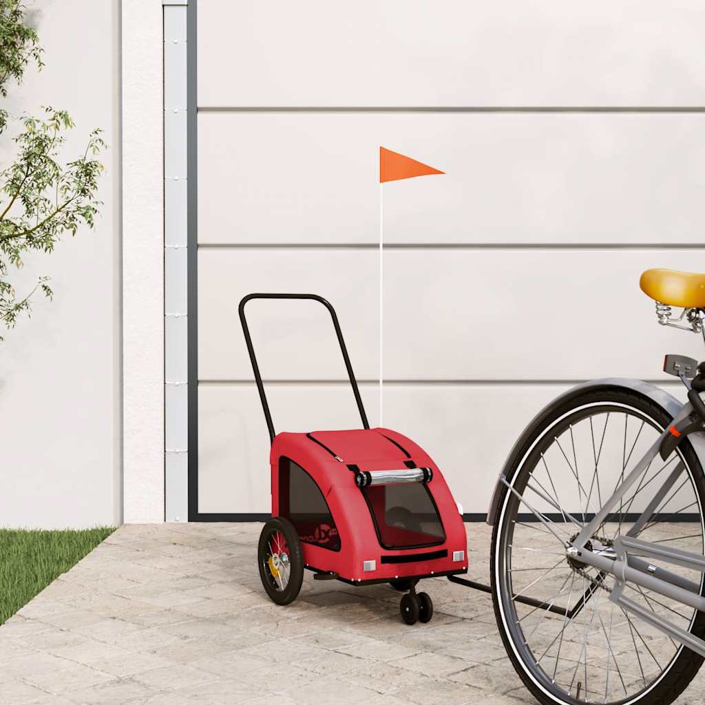 Remolque de bicicleta mascotas hierro tela Oxford rojo