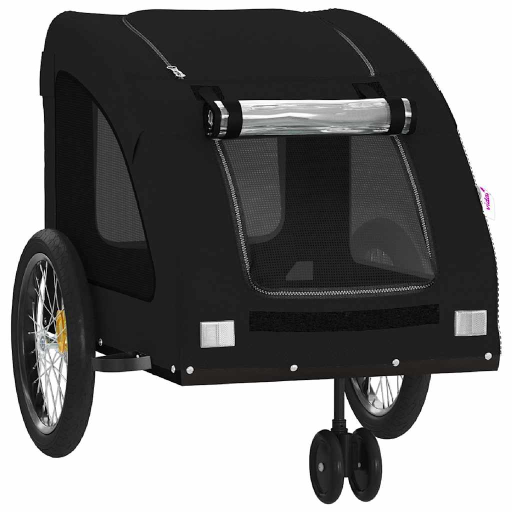 Remolque de bicicleta mascotas hierro tela Oxford negro