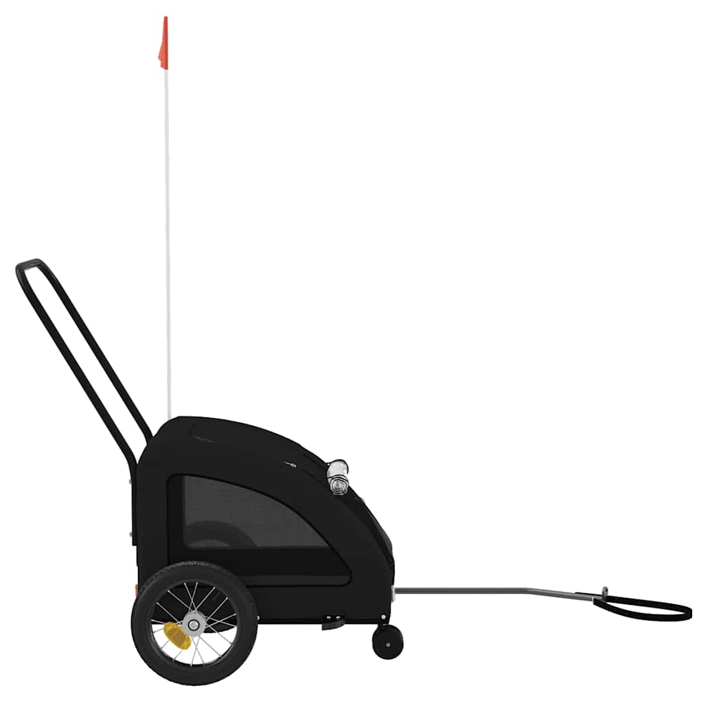 Remolque de bicicleta mascotas hierro tela Oxford negro