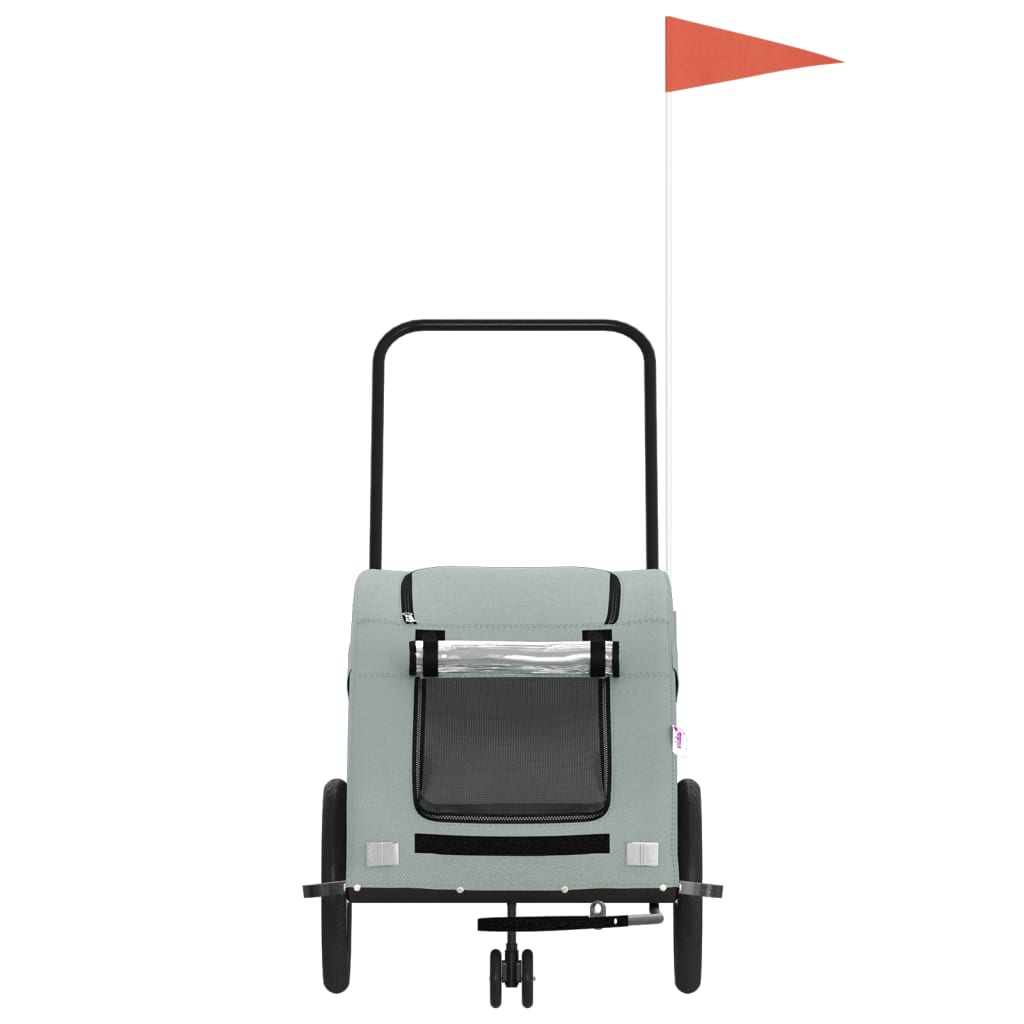 Remolque de bicicleta mascotas hierro tela Oxford gris