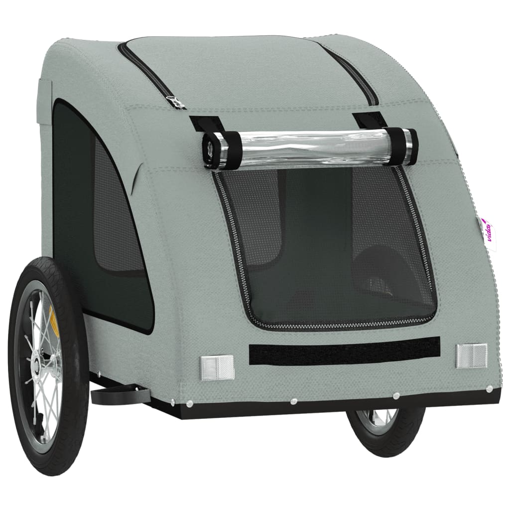 Remolque de bicicleta mascotas hierro tela Oxford gris