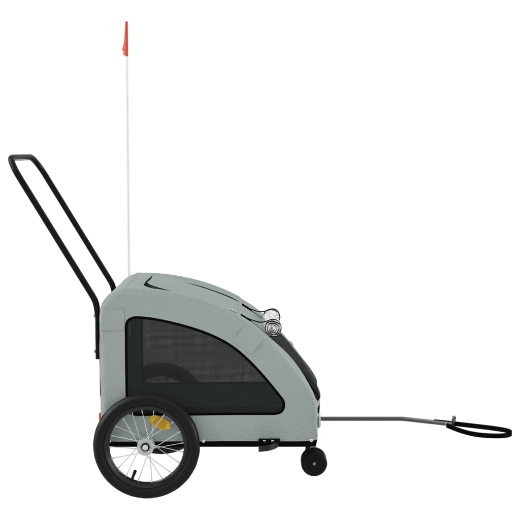 Remolque de bicicleta mascotas hierro tela Oxford gris