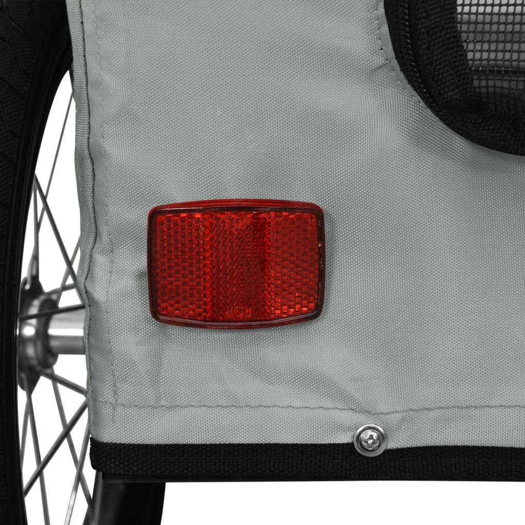 Remolque de bicicleta mascotas hierro tela Oxford gris