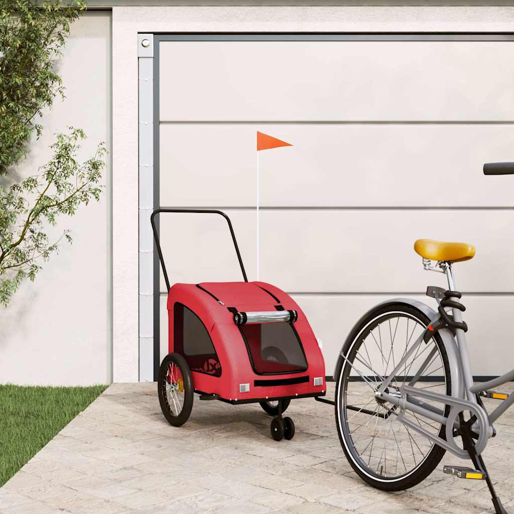 Remolque de bicicleta mascotas hierro tela Oxford rojo
