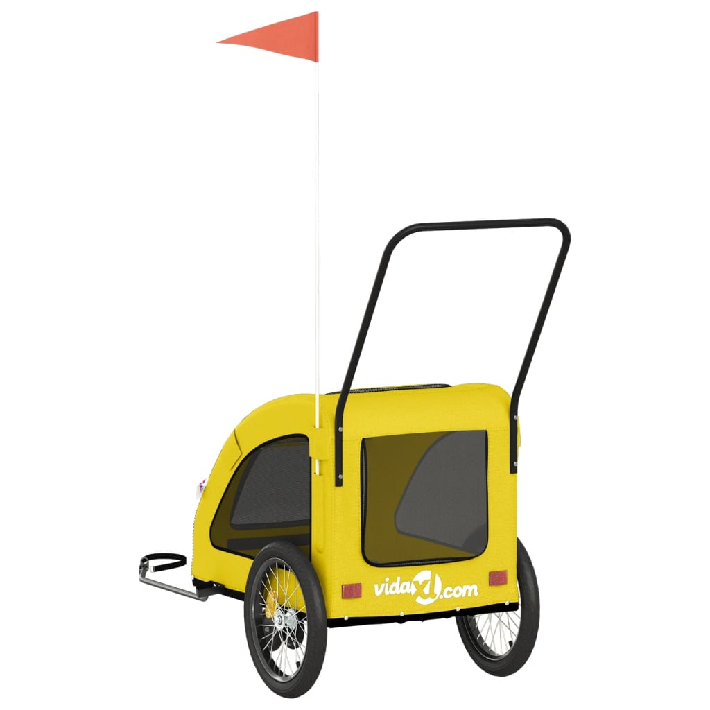 Remolque de bicicleta mascotas hierro tela Oxford amarillo
